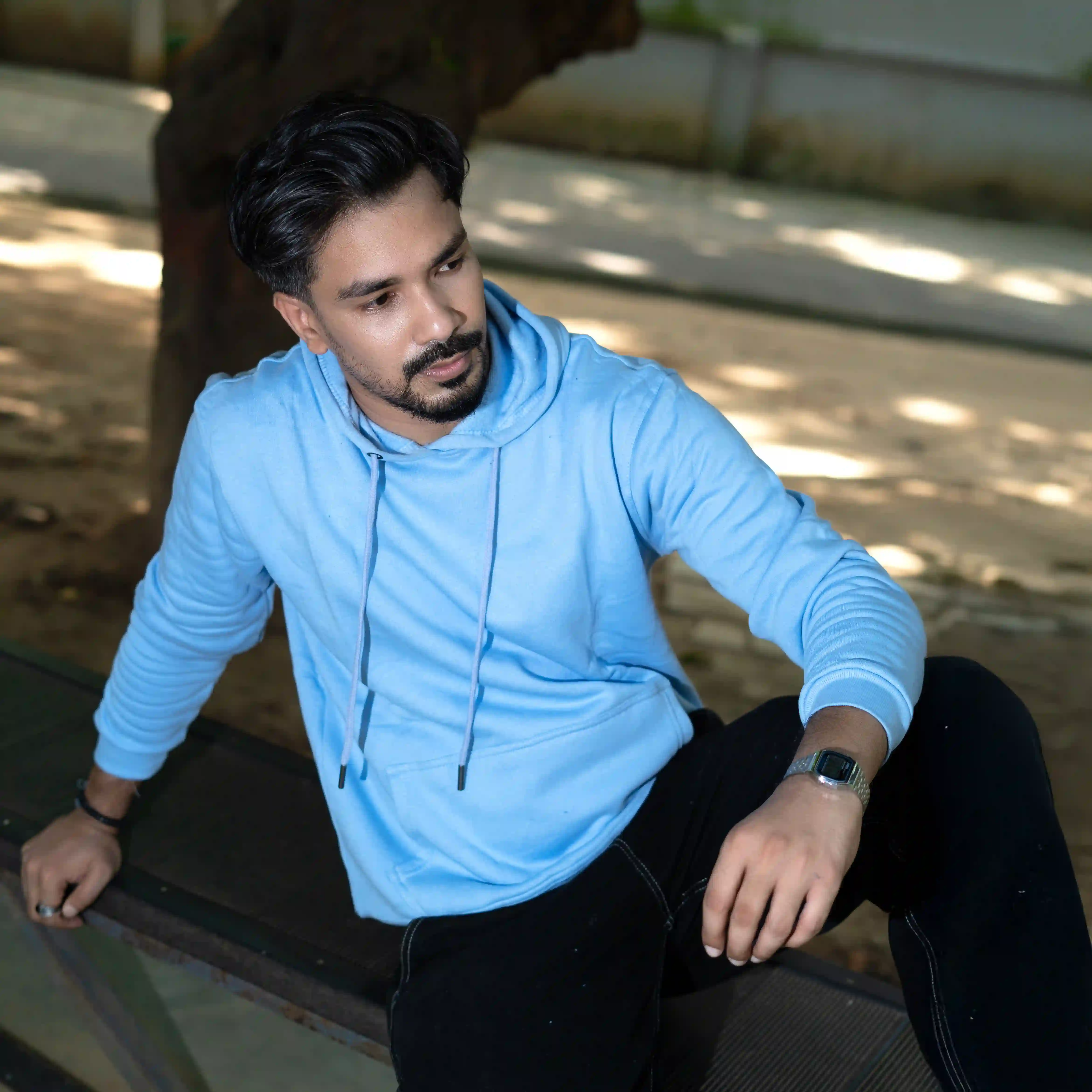 Classic Solid Hoodie (Single)- Sky